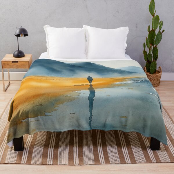 Item preview, Solitary Walk on the Beach - Reflective Coastal Scene designed and sold by solynneart.