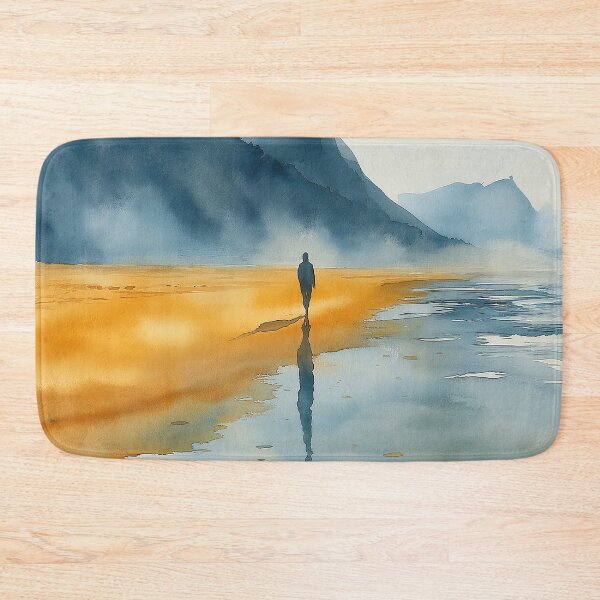Item preview, Solitary Walk on the Beach - Reflective Coastal Scene designed and sold by solynneart.