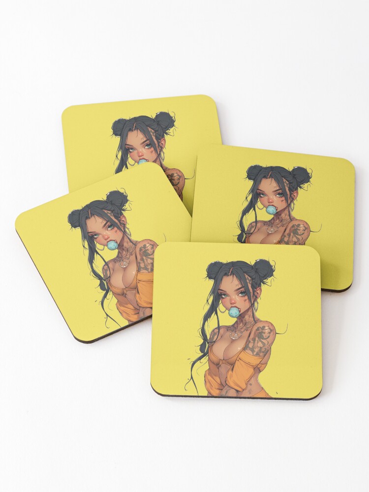 Thumbnail 1 of 5, Coasters (Set of 4), Anime Pacifier designed and sold by CursedbyLilith.