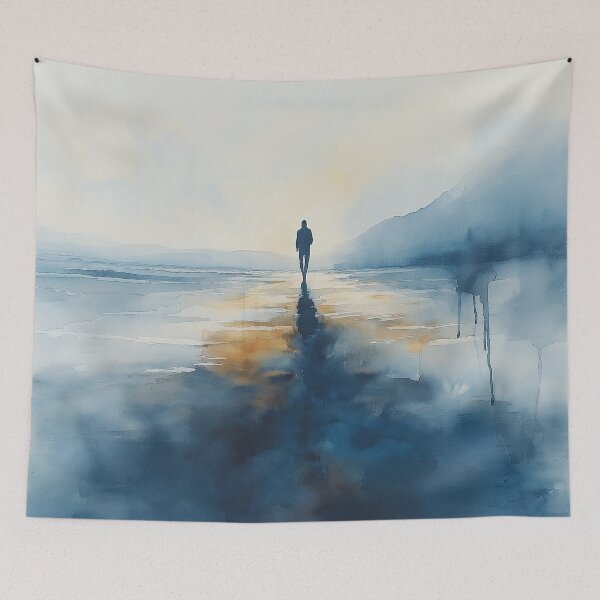 Item preview, Alone at Dusk - Contemplative Coastal Landscape designed and sold by solynneart.