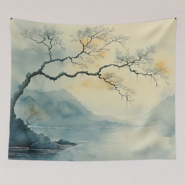Item preview, Branch Over Water - Calm Mountain Landscape designed and sold by solynneart.