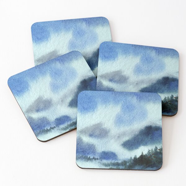 Item preview, cloudy Montana Himalaya - watercolor on paper painting designed and sold by SamirArt.