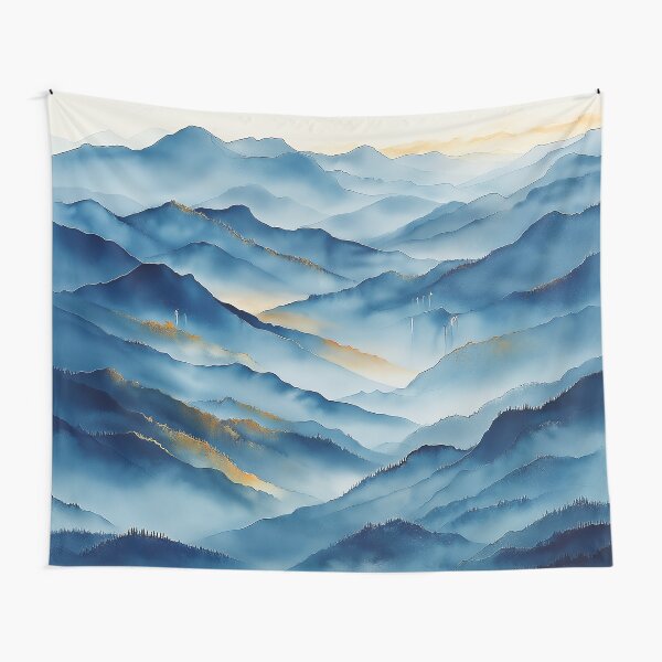 Item preview, Layered Blue Mountains - Majestic Landscape designed and sold by solynneart.