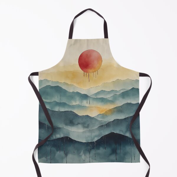 Item preview, Red Sun Over Mountains - Abstract Landscape designed and sold by solynneart.