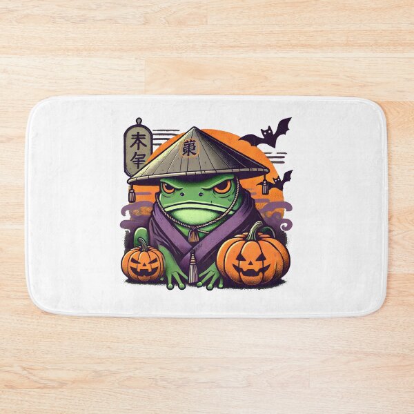 Item preview, funny Grumpy Frog Halloween Japanese Hat designed and sold by DrawHandArt.