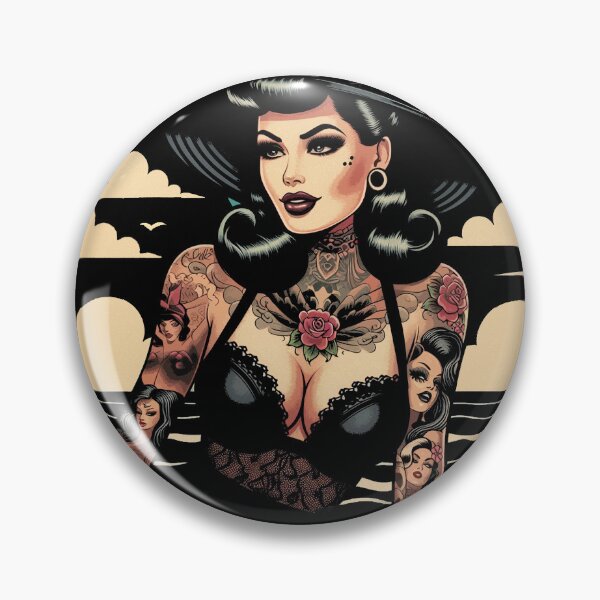Item preview, Summer Tattoo Goth Girl designed and sold by PulpVintage.