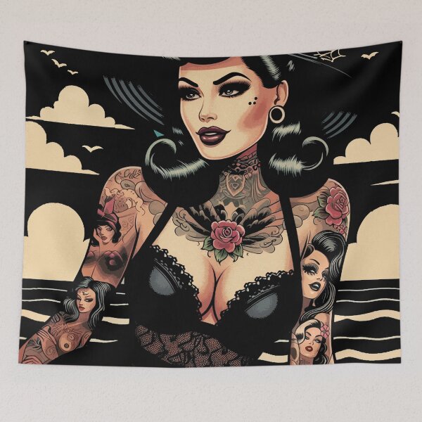 Item preview, Summer Tattoo Goth Girl designed and sold by PulpVintage.