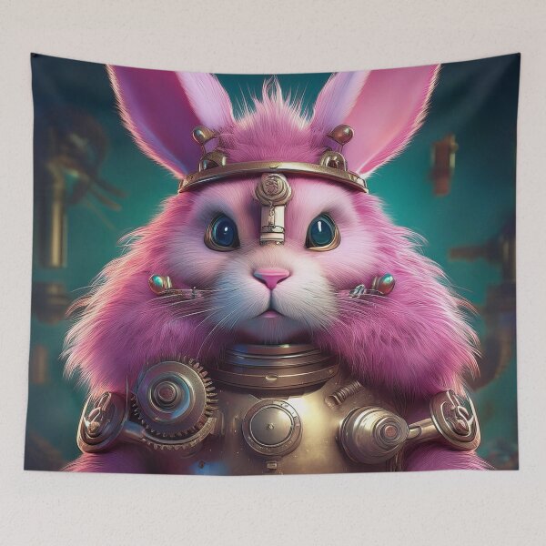 Artikelvorschau, Steampunk Rosa Flauschiges Häschen entworfen und verkauft von Boxing Kangaroo Retail Company.