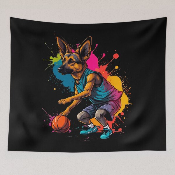 Item preview, German Sheppard dog playing basketball designed and sold by Furrifico.