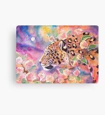 Leopard With Blossom 2 Canvas Print