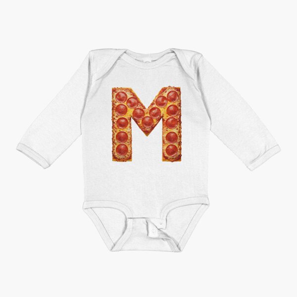 PIZZA LETTER M Long Sleeve Baby One-Piece