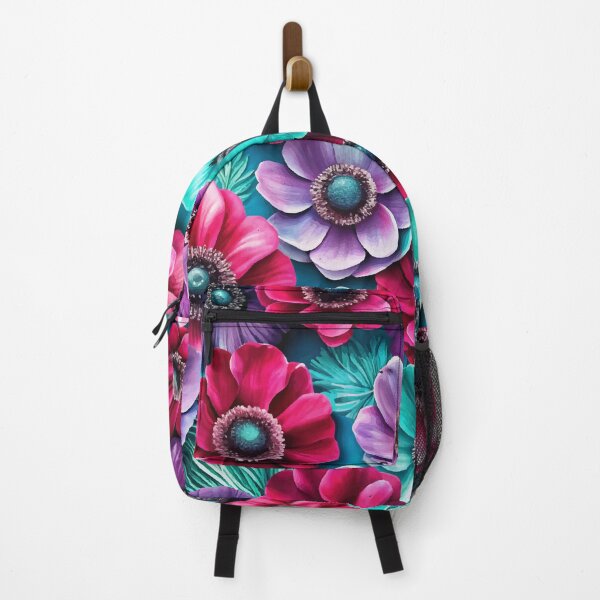 Item preview, FLORAL AND TROPICAL PATTERN 022 - Gift items and personal use / Anemone, Wild, Leaves, Neon, Turquoise, Burgundy, Lilac, Pink, Flowers, Pattern, Nature, Art designed and sold by LumDesignArt.