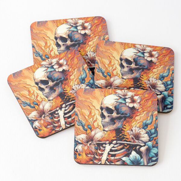 Item preview, Eternal Blaze - Floral Skull Artwork: Unique Halloween Decor by Deewolf designed and sold by -DEEWOLF-.