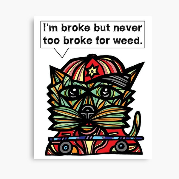 "I'm broke but never too broke for weed." Canvas Print