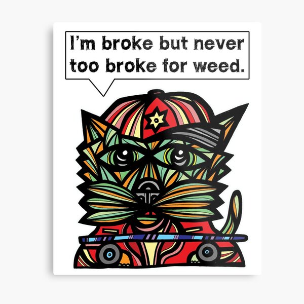 "I'm broke but never too broke for weed." Metal Print