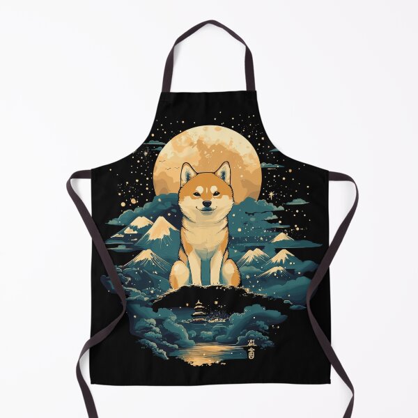 Item preview, Shiba Inu with Moonlit Mountain Landscape Art designed and sold by Sjorgaldr.