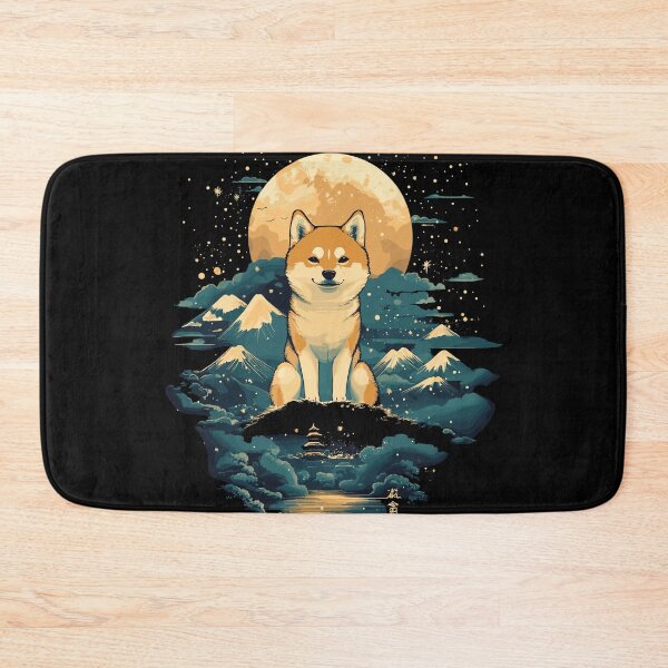 Item preview, Shiba Inu with Moonlit Mountain Landscape Art designed and sold by Sjorgaldr.