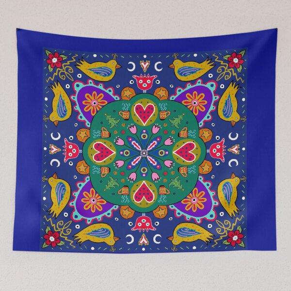 Item preview, Colorful birds and hearts pattern designed and sold by Joslin Fields.