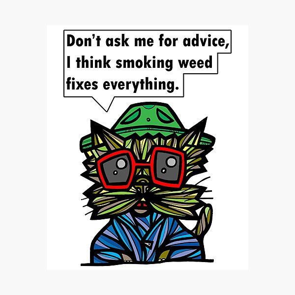 "Don't ask me for advice, I think smoking weed fixes everything." Photographic Print