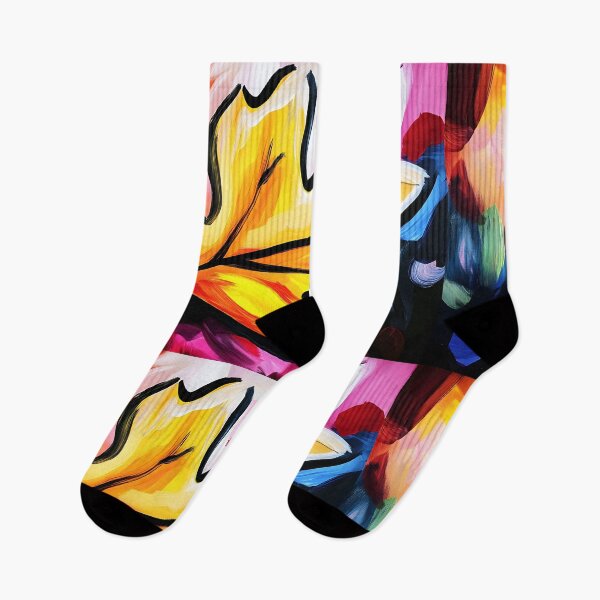 Item preview, Vibrant Abstract Oak Leaf and Bold Yellow Orange and Black Strokes Swirling Colorful Background AI Generated designed and sold by OlfactoART Studio.