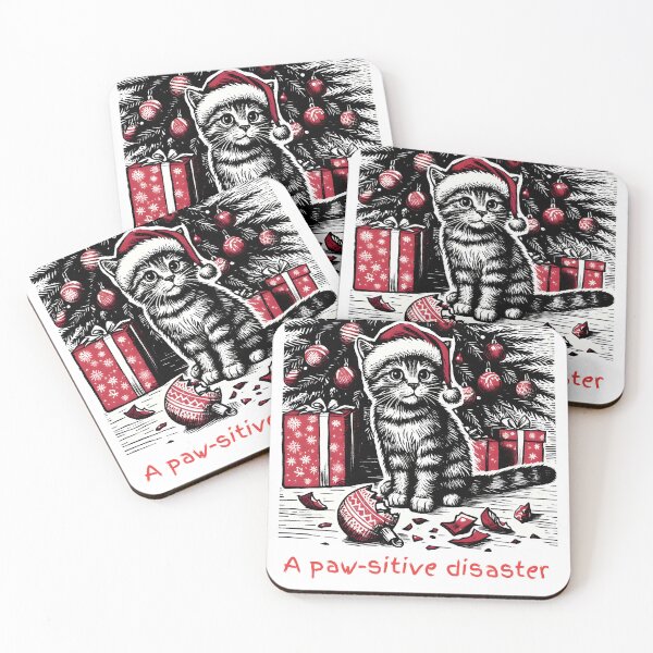Item preview, Funny Cat Christmas Holiday - Paw-sitive Disaster - Minimalist Animal Art designed and sold by BeaverFriends.