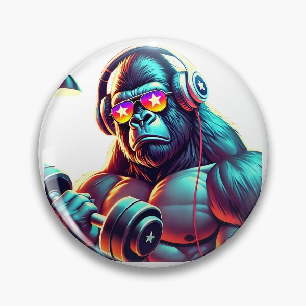 Item preview, Muscle gorilla with sunglasses and dumbbell designed and sold by OtterDesigns.