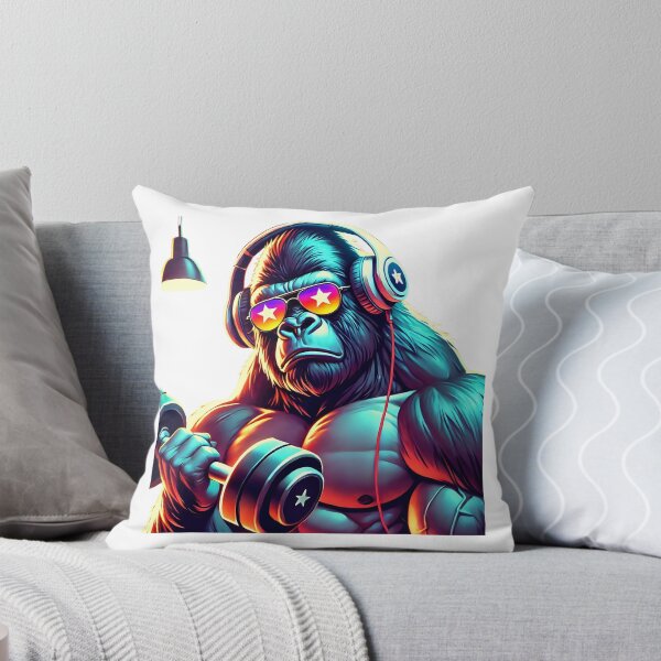 Item preview, Muscle gorilla with sunglasses and dumbbell designed and sold by OtterDesigns.