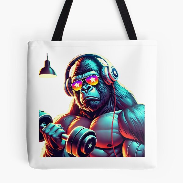 Item preview, Muscle gorilla with sunglasses and dumbbell designed and sold by OtterDesigns.