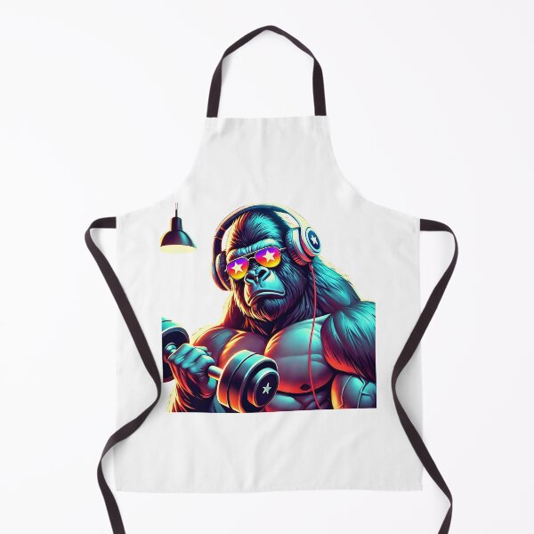 Item preview, Muscle gorilla with sunglasses and dumbbell designed and sold by OtterDesigns.
