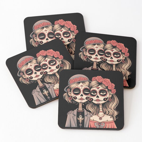 Item preview, Best Friends: Halloween Sisters, sugar skulls style designed and sold by Mirabilum.