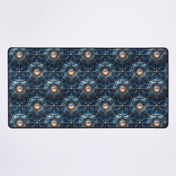 Item preview, Gemstone pattern with enchanting ornaments in gold and blue tones designed and sold by VelvetClawStudio.
