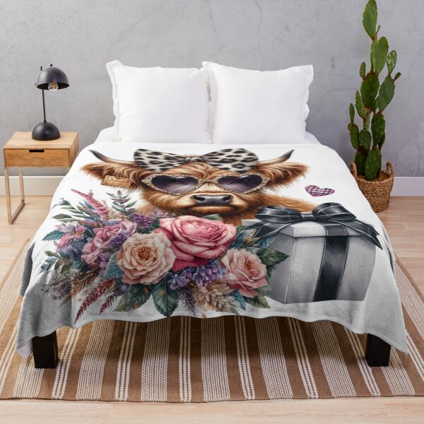Item preview, Highland Cow,Gift,Leopard Bow,Flowers designed and sold by deniz kaya.