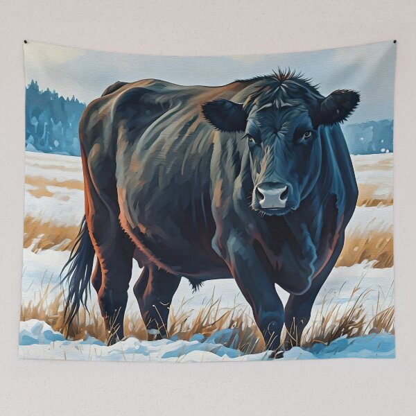 Item preview, Black Angus In A Field Of Fresh Snow designed and sold by Paw's Arts.