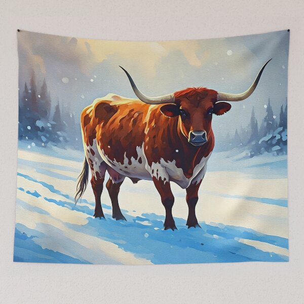 Artikelvorschau, Longhorn im Winter entworfen und verkauft von Paw's Arts.