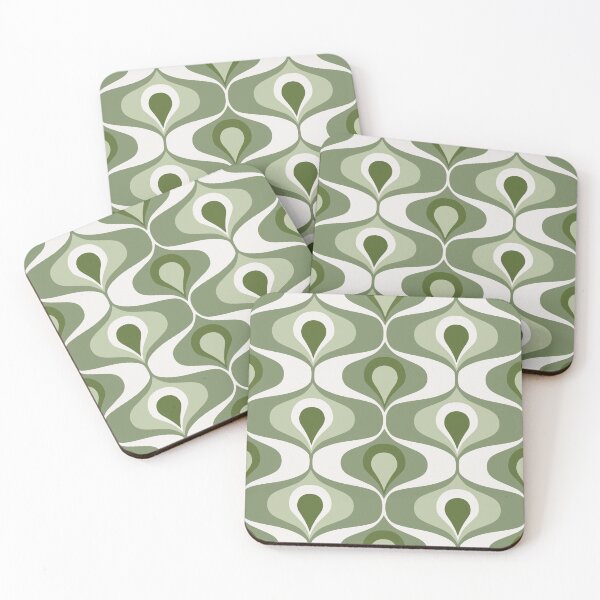 Item preview, Retro 70s midcentury ogee ovals sage green designed and sold by Dana Du.