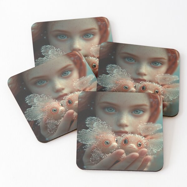 Item preview, Mystical Girl with Shimmering Creatures designed and sold by Anuka Ganchimeg.