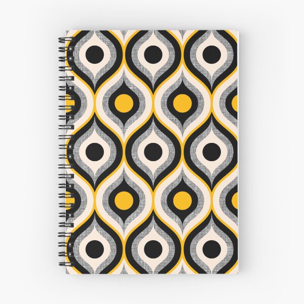 Item preview, Retro 70s textured ogee ovals electric yellow black designed and sold by Dana Du.