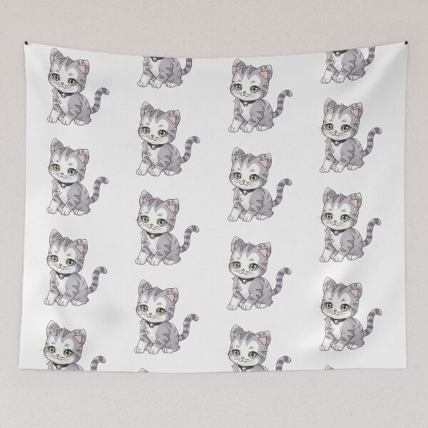 Item preview, Adorable Gray Kitten with Big Green Eyes designed and sold by InspiredForever.