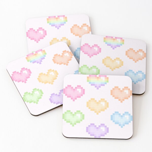 Item preview, Rainbow pixel hearts designed and sold by ghouIia.