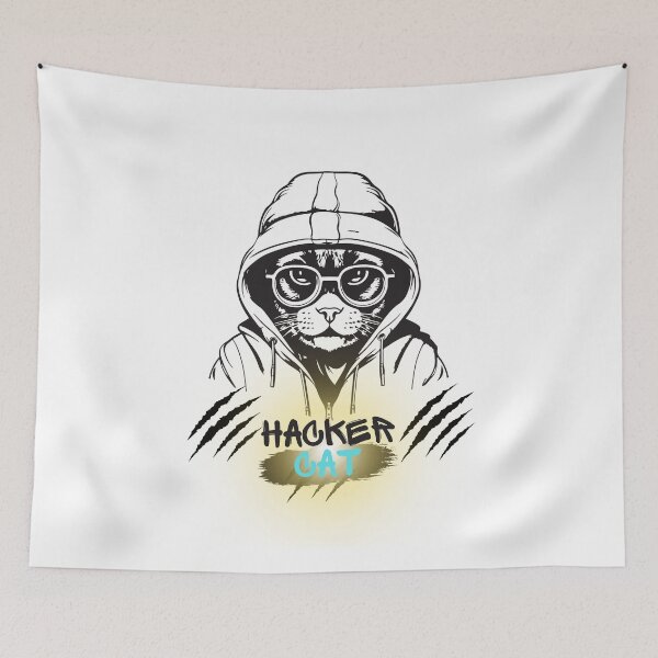 Item preview, Hacker cat designed and sold by Mona Ragab.