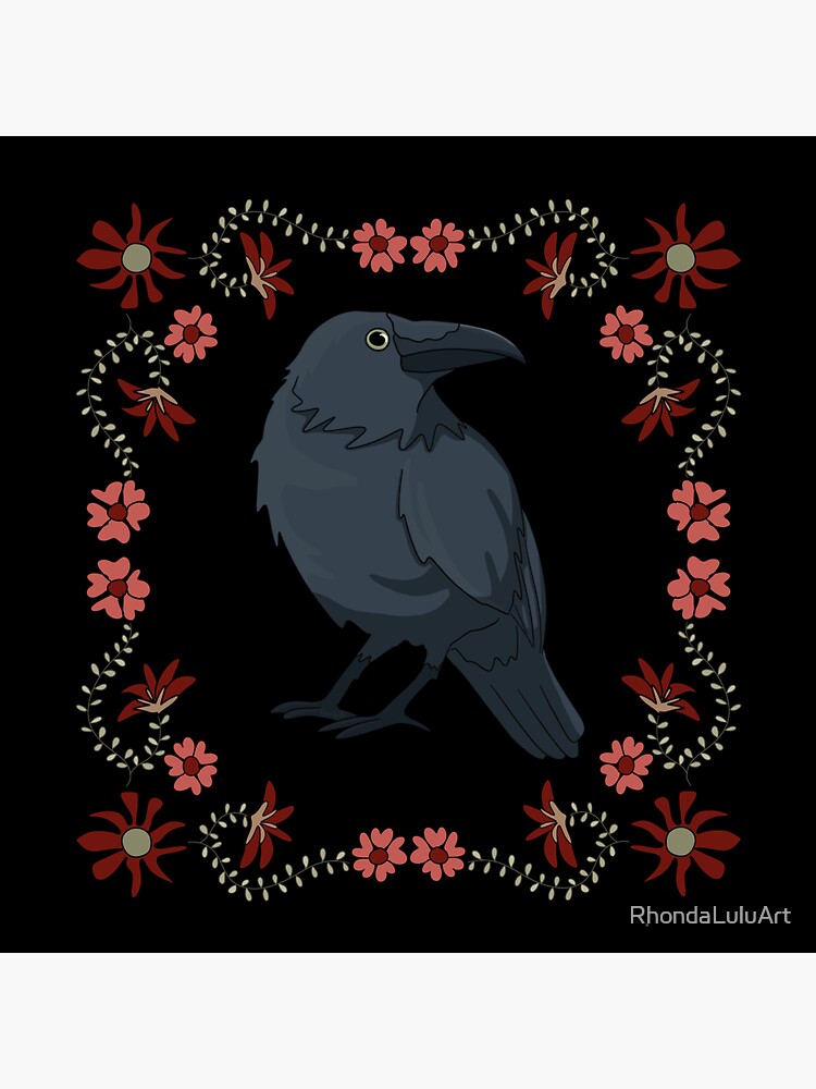Thumbnail 3 of 3, Sticker, Folk Raven designed and sold by RhondaLuluArt.