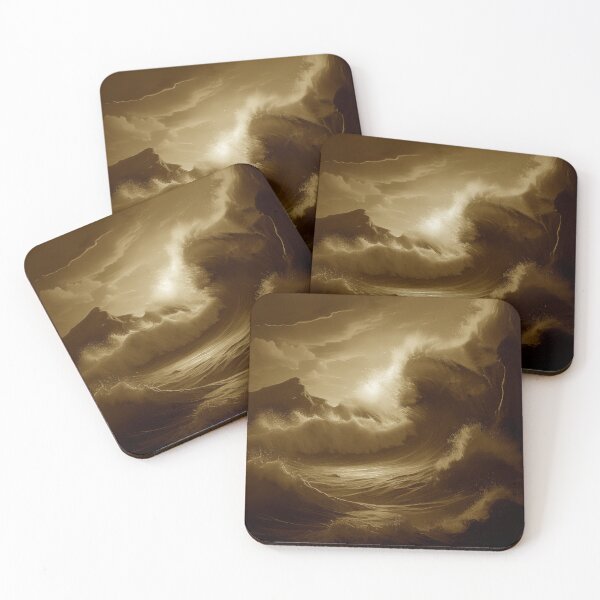 Item preview, View of dramatic waves crashing against cliffs at the sunset designed and sold by kbwicher.