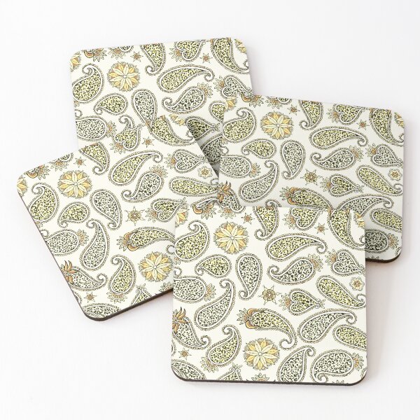Item preview, Yellow Gold Hand Drawn Leopard Paisley Pattern designed and sold by schorrnuff.