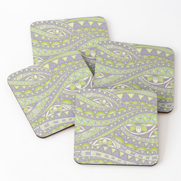 Item preview, Pacific waves w baby turtles & flowers - retro green designed and sold by AprilAppleArt.