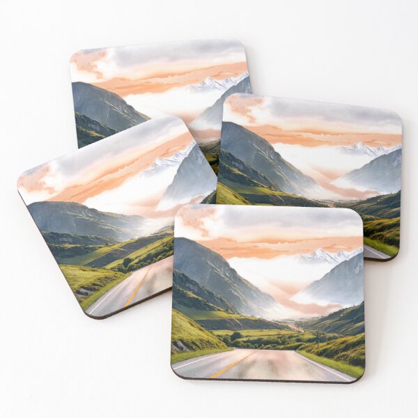 Item preview, Scenic Valley Road with Mountain Sunset Art Print designed and sold by rajasekhark.