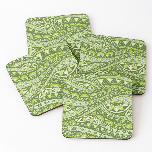 Item preview, Pacific waves w baby turtles & flowers - green revolution designed and sold by AprilAppleArt.