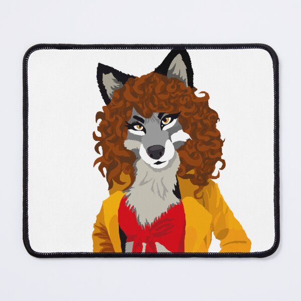 Item preview, Wolf woman in yellow jacket, red halter top designed and sold by KlakkDrawsStuff.
