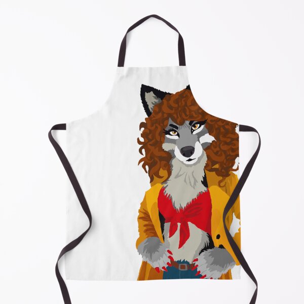 Item preview, Wolf woman in yellow jacket, red halter top designed and sold by KlakkDrawsStuff.