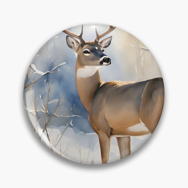 Item preview, White Tail Deer Winter Scene Watercolor Design designed and sold by Tammy Marie Russell.