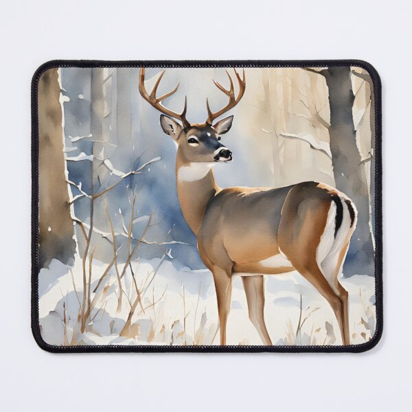 Item preview, White Tail Deer Winter Scene Watercolor Design designed and sold by Tammy Marie Russell.